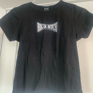 Black “Biker Bitch” baby doll top